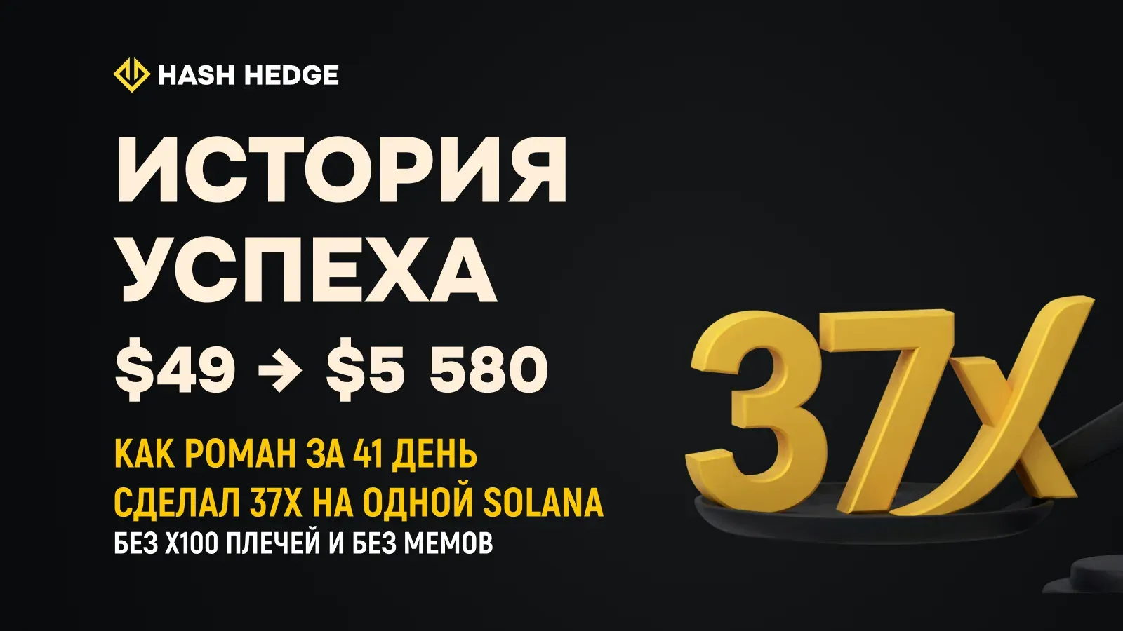 История успеха Романа с Hash Hedge — как $49 превратились в $5 580 на торговле Solana